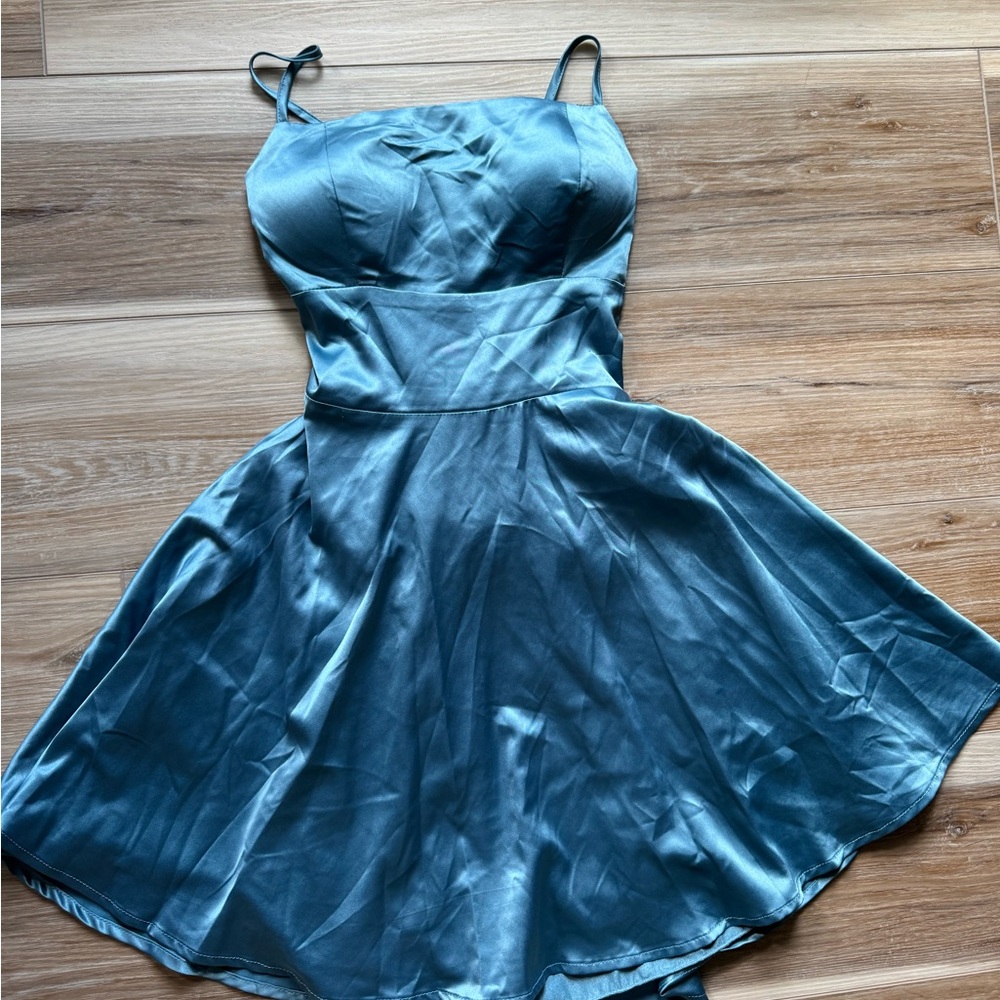 Altar’d State Elegant Blue Satin Dress